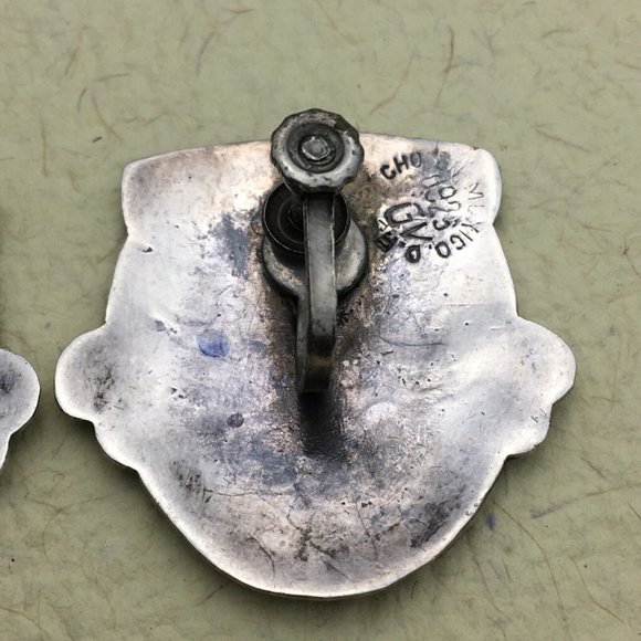 Rare Mexico VGV Modernist Sterling Silver Screw Back Earrings 925 - Picture 4 of 7